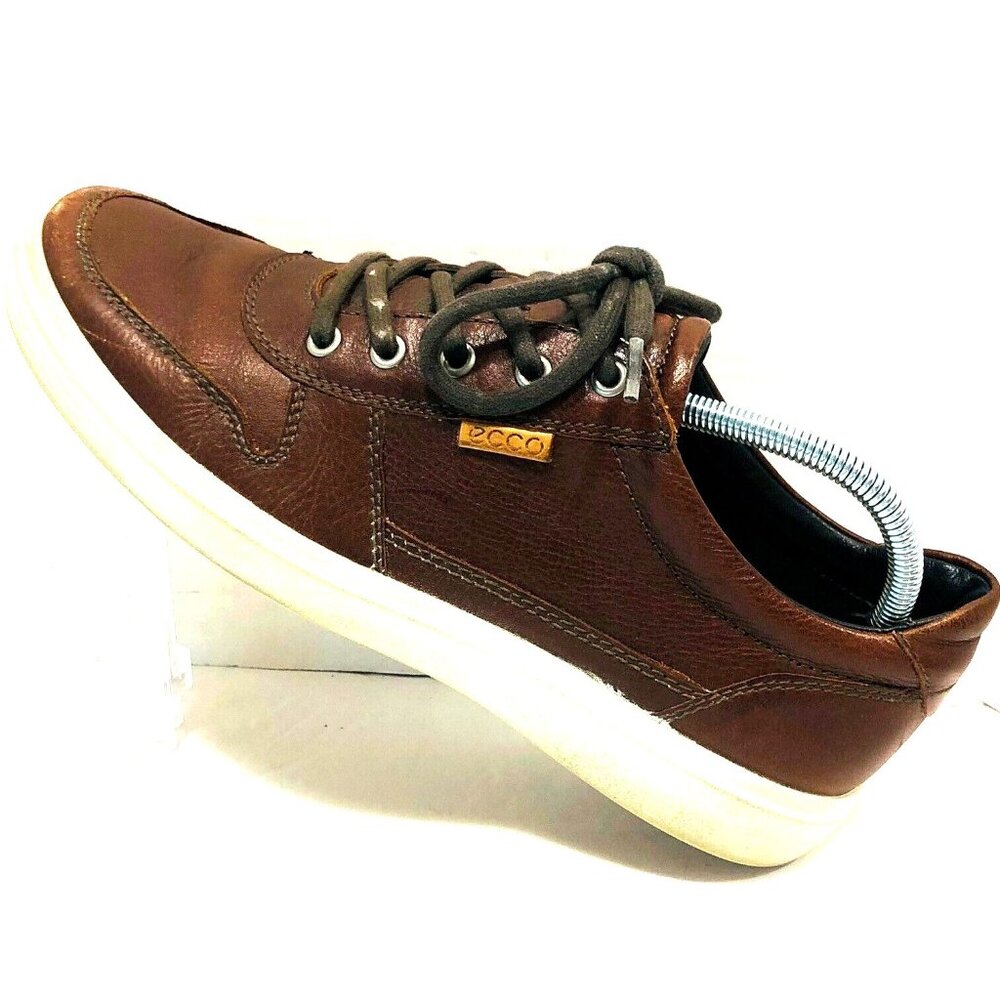 ECCO Soft 7 City Leather Lace-Up Sneakers‎ Shoes Men's 42  US 8-8.5 Cognac Brown